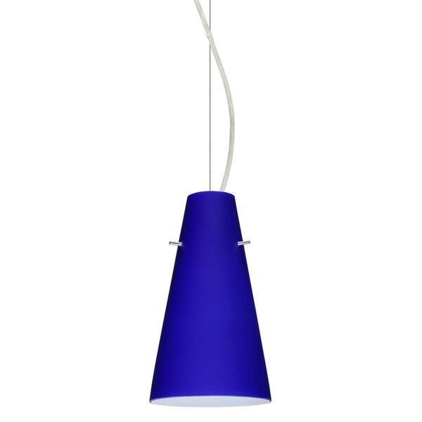 Besa Lighting Cierro Cable Pendant, Cobalt Blue Matte, Satin Nickel Finish, 1x100W Incandescent 1KX-4124CM-SN - main